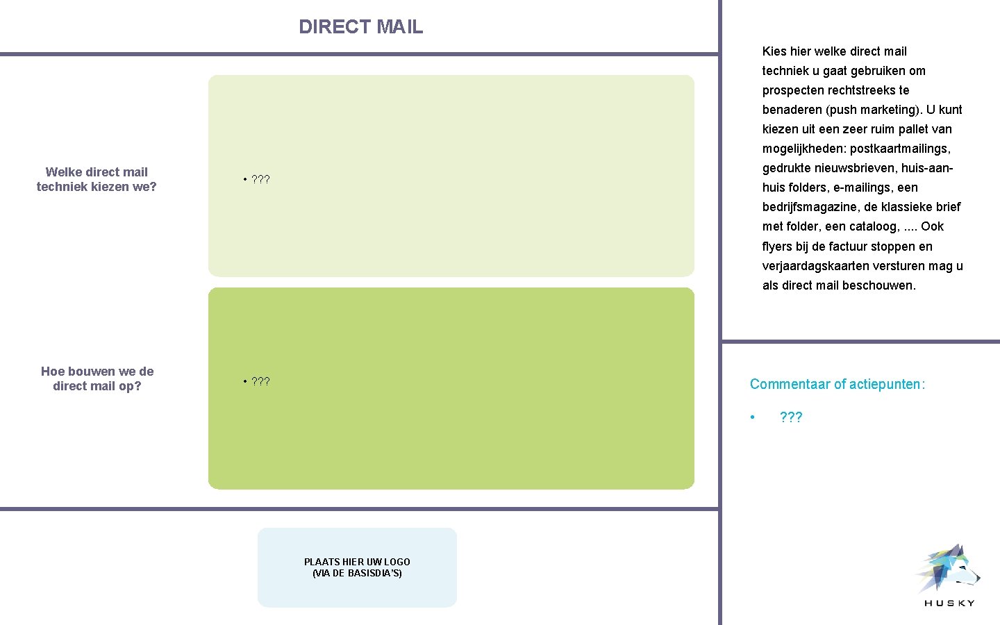 DIRECT MAIL Kies hier welke direct mail techniek u gaat gebruiken om prospecten rechtstreeks