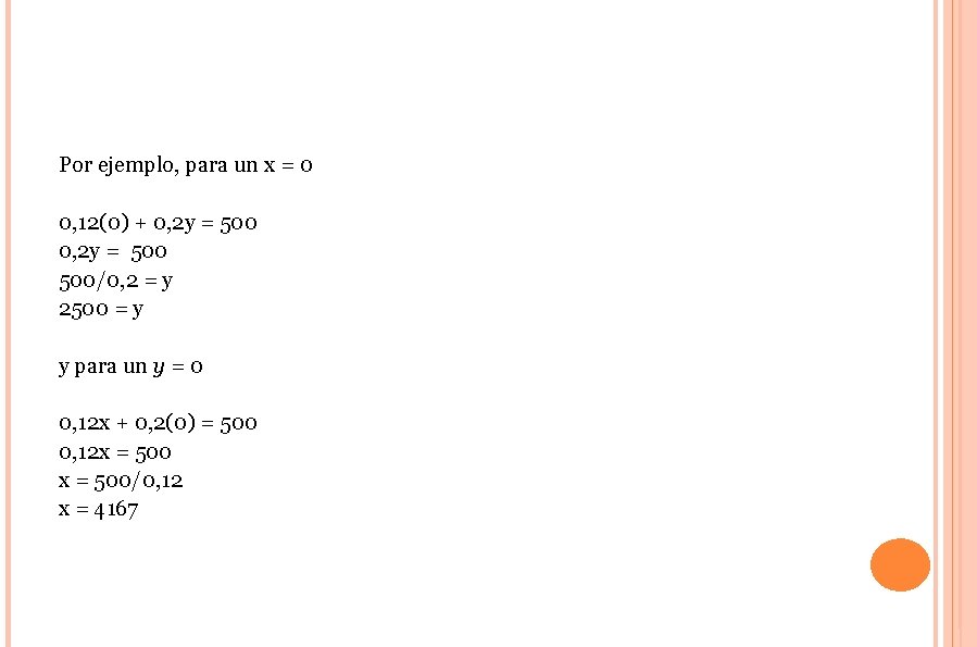 Por ejemplo, para un x = 0 0, 12(0) + 0, 2 y =