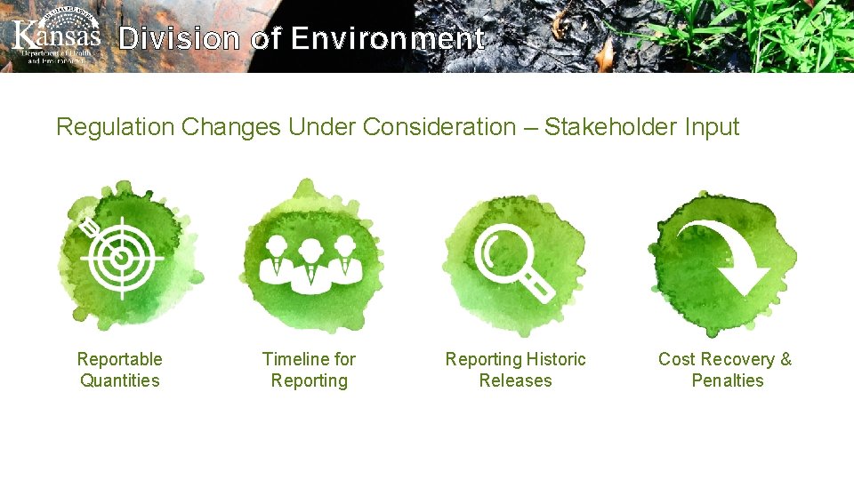 Division of Environment Regulation Changes Under Consideration – Stakeholder Input Reportable Quantities Timeline for