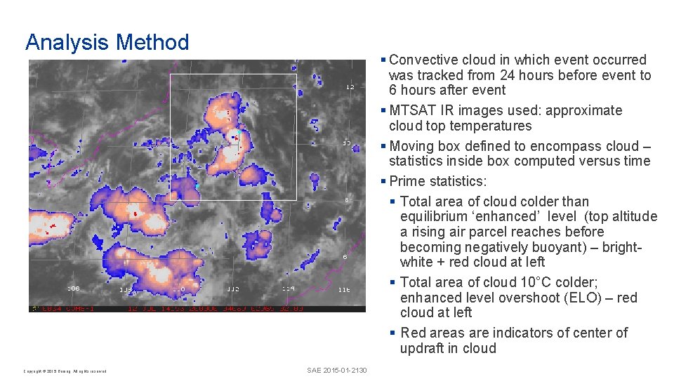 Analysis Method Copyright © 2015 Boeing. All rights reserved. § Convective cloud in which Analysis Method Copyright © 2015 Boeing. All rights reserved. § Convective cloud in which