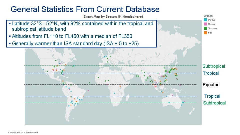 General Statistics From Current Database § Latitude 32°S - 52°N, with 92% contained within General Statistics From Current Database § Latitude 32°S - 52°N, with 92% contained within