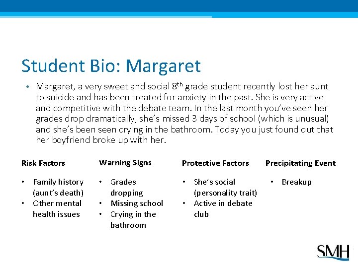 Student Bio: Margaret • Margaret, a very sweet and social 8 th grade student