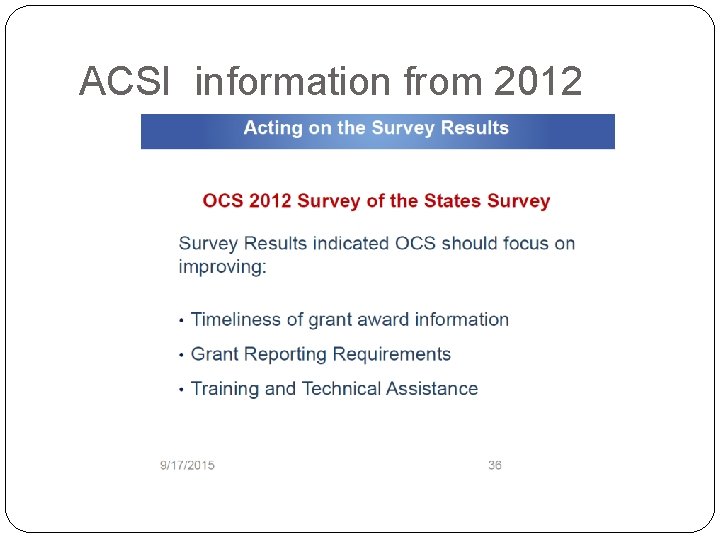 ACSI information from 2012 