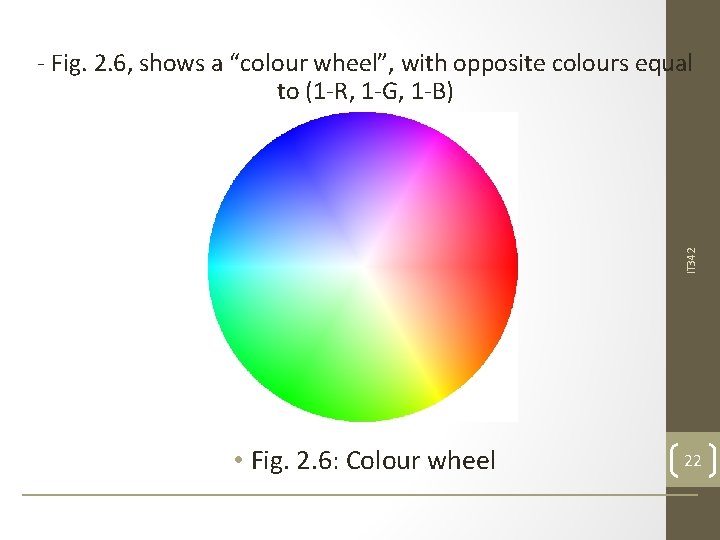 IT 342 - Fig. 2. 6, shows a “colour wheel”, with opposite colours equal