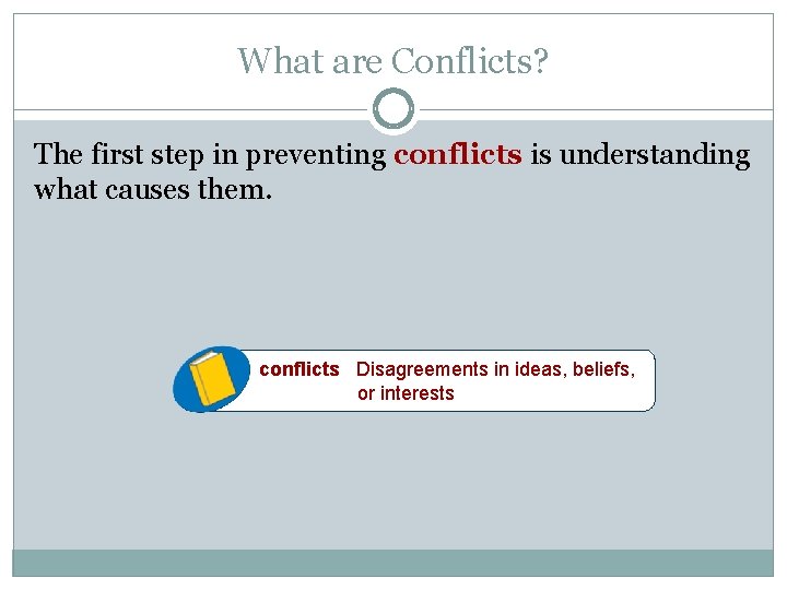 What are Conflicts? The first step in preventing conflicts is understanding what causes them.