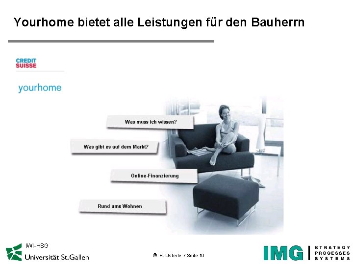 Yourhome bietet alle Leistungen für den Bauherrn IWI-HSG ã H. Österle / Seite 10