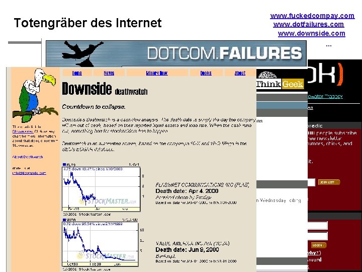 www. fuckedcompay. com www. dotfailures. com www. downside. com. . . Totengräber des Internet
