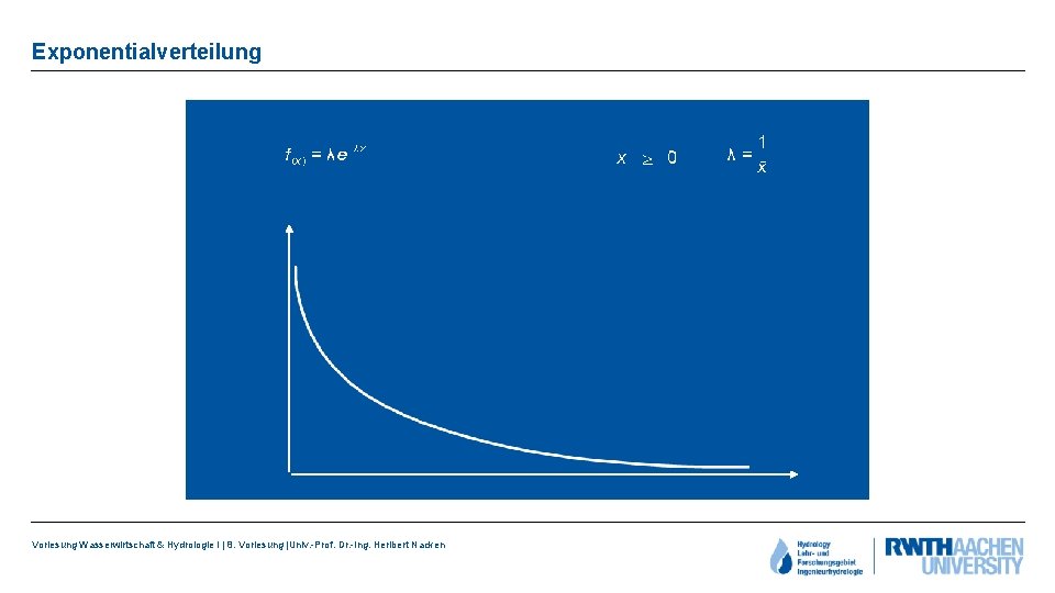 Exponentialverteilung Vorlesung Wasserwirtschaft & Hydrologie I | 8. Vorlesung |Univ. -Prof. Dr. -Ing. Heribert