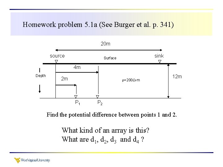 Homework problem 5. 1 a (See Burger et al. p. 341) 20 m source