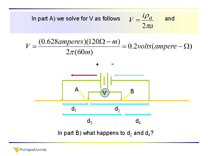 In part A) we solve for V as follows - + A B V