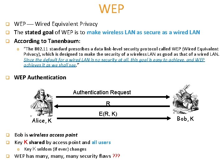 WEP q q q WEP Wired Equivalent Privacy The stated goal of WEP is