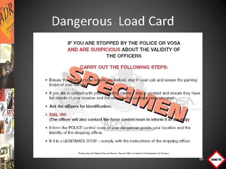 Dangerous Load Card 60 