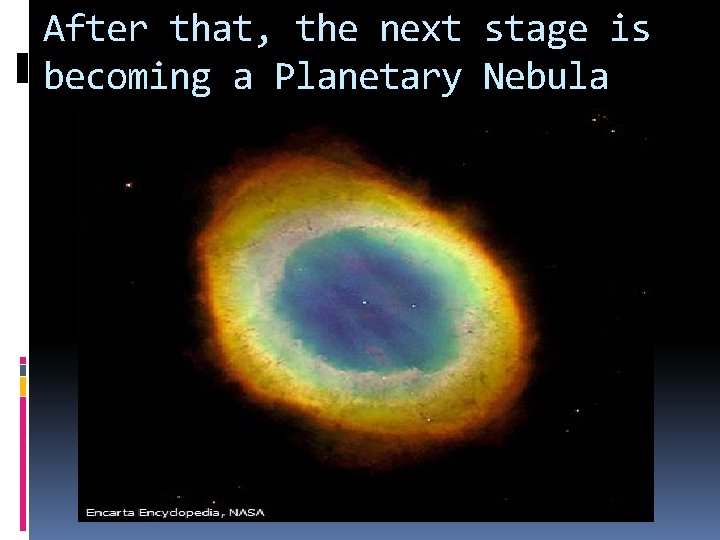 After that, the next stage is becoming a Planetary Nebula After that, the next stage is becoming a Planetary Nebula