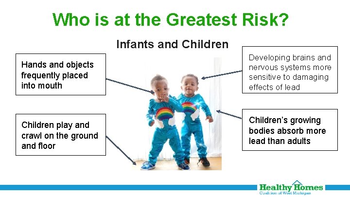 Who is at the Greatest Risk? Infants and Children Hands and objects frequently placed