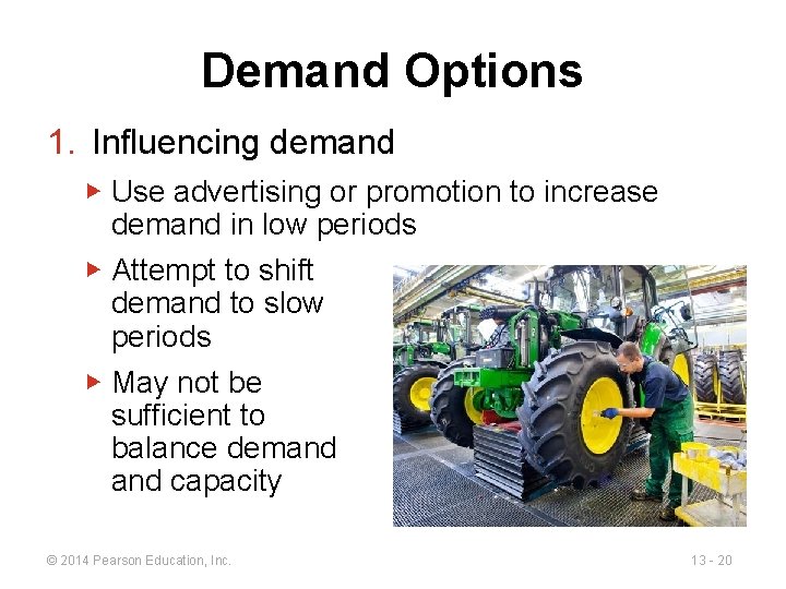 Demand Options 1. Influencing demand ▶ Use advertising or promotion to increase demand in