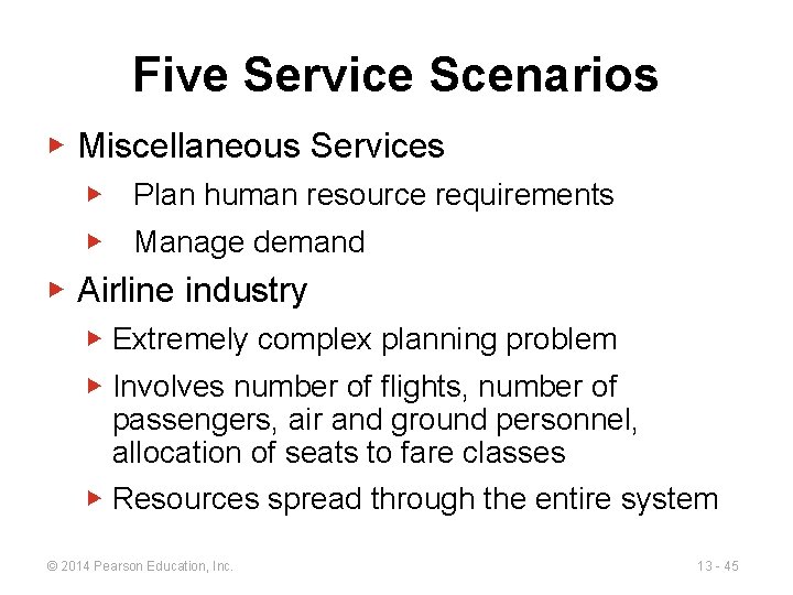 Five Service Scenarios ▶ Miscellaneous Services ▶ Plan human resource requirements ▶ Manage demand