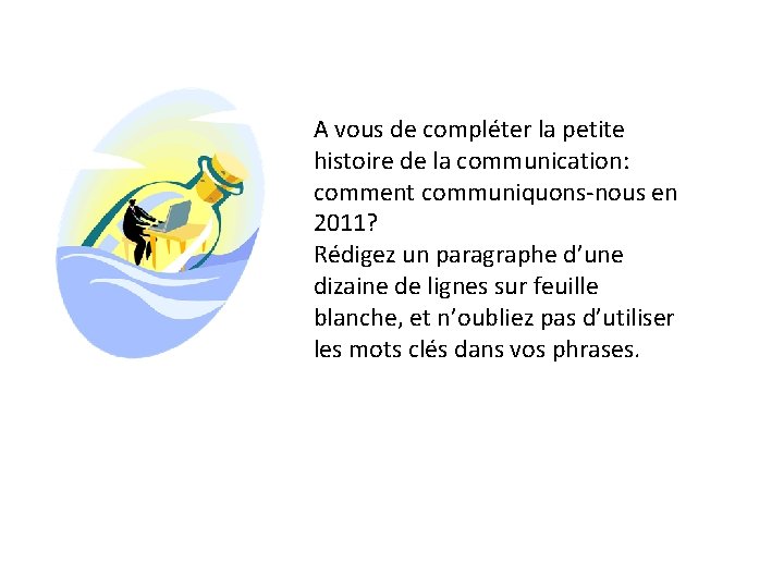 A vous de compléter la petite histoire de la communication: comment communiquons-nous en 2011?