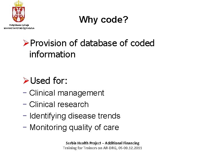 Basic coding from clinical records for DRGs Linda