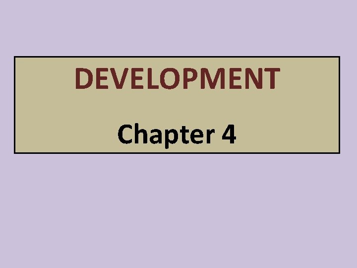 DEVELOPMENT Chapter 4 