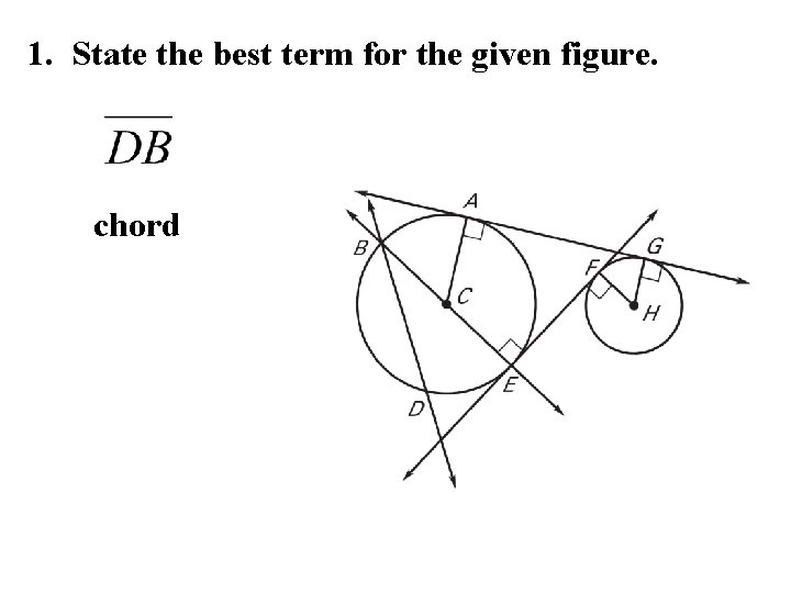 1. State the best term for the given figure. chord 