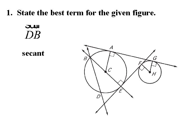 1. State the best term for the given figure. secant 