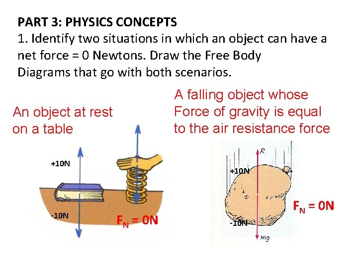 PART 3: PHYSICS CONCEPTS 1. Identify two situations in which an object can have