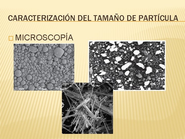 CARACTERIZACIÓN DEL TAMAÑO DE PARTÍCULA � MICROSCOPÍA 