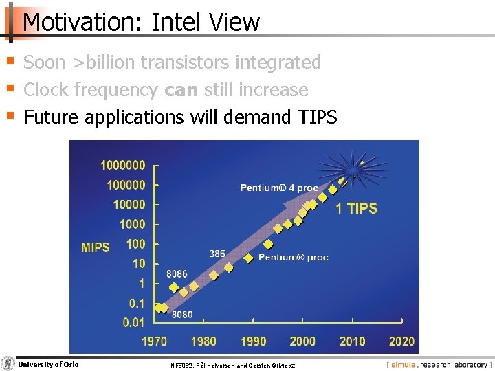 Motivation: Intel View § Soon >billion transistors integrated § Clock frequency can still increase