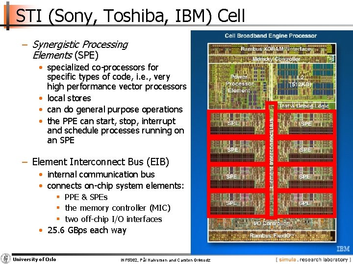 STI (Sony, Toshiba, IBM) Cell − Synergistic Processing Elements (SPE) • specialized co-processors for