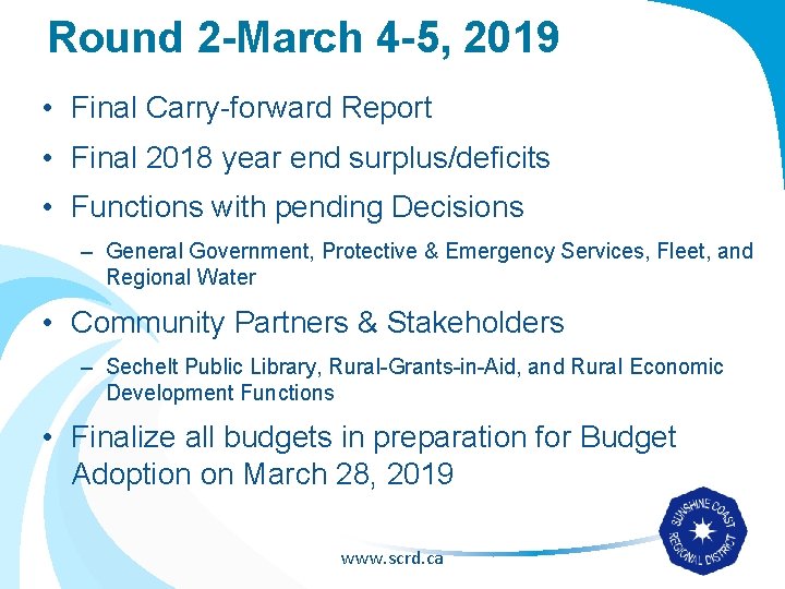 Round 2 -March 4 -5, 2019 • Final Carry-forward Report • Final 2018 year