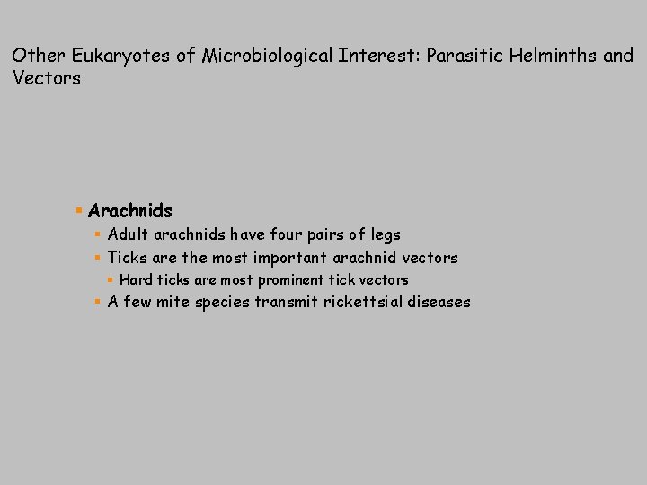 Other Eukaryotes of Microbiological Interest: Parasitic Helminths and Vectors § Arachnids § Adult arachnids