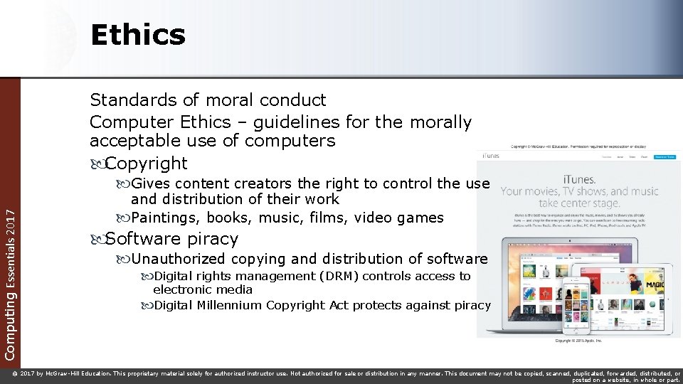 Ethics Standards of moral conduct Computer Ethics – guidelines for the morally acceptable use