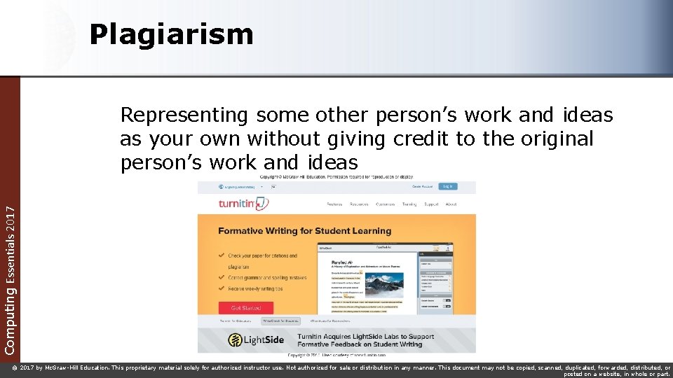 Plagiarism Computing Essentials 2017 Representing some other person’s work and ideas as your own