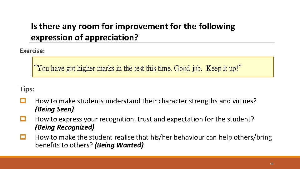 Is there any room for improvement for the following expression of appreciation? Exercise: “You