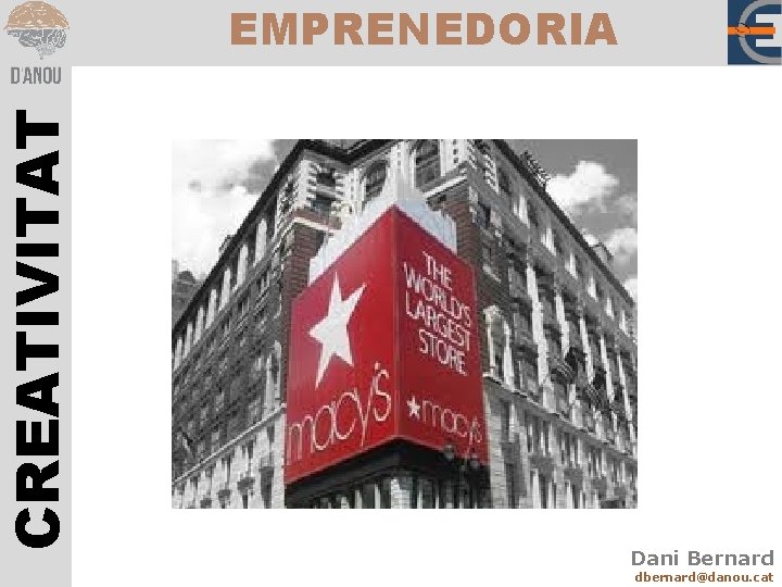 CREATIVITAT EMPRENEDORIA Dani Bernard dbernard@danou. cat 