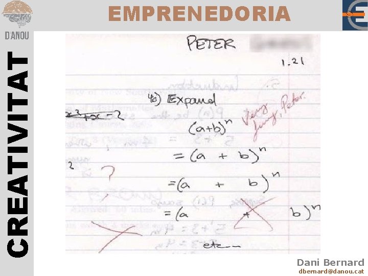 CREATIVITAT EMPRENEDORIA Dani Bernard dbernard@danou. cat 