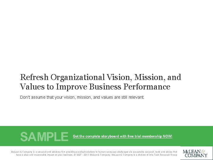 Refresh Organizational Vision Mission and Values to Improve