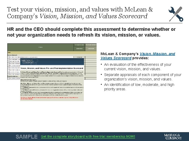 Test your vision, mission, and values with Mc. Lean & Company’s Vision, Mission, and