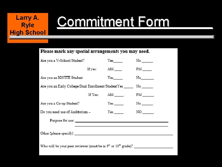 Larry A. Ryle High School Commitment Form 