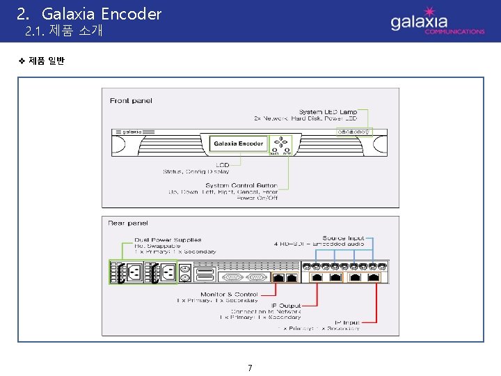 2. Galaxia Encoder 2. 1. 제품 소개 v 제품 일반 7 