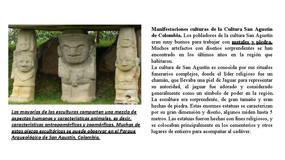 Las mayorías de las esculturas comparten una mezcla de aspectos humanos y características animales, Las mayorías de las esculturas comparten una mezcla de aspectos humanos y características animales,