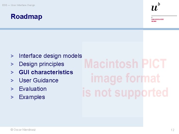 ESE — User Interface Design Roadmap > Interface design models > Design principles >