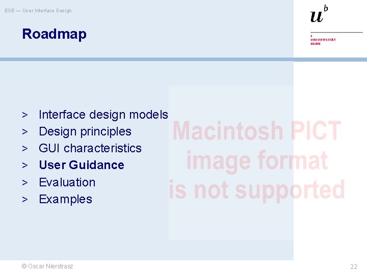 ESE — User Interface Design Roadmap > Interface design models > Design principles >