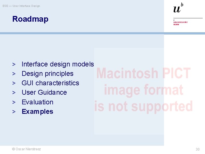 ESE — User Interface Design Roadmap > Interface design models > Design principles >