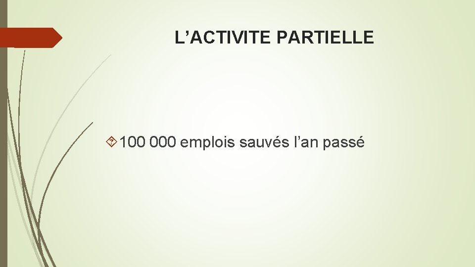 L’ACTIVITE PARTIELLE 100 000 emplois sauvés l’an passé 