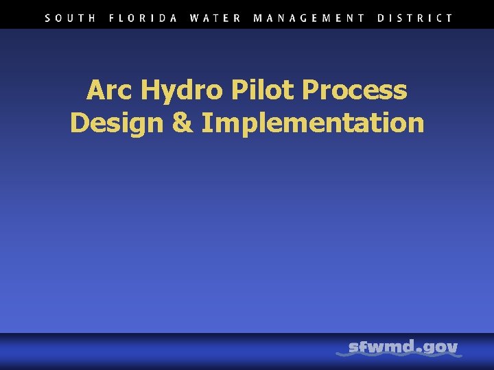 Arc Hydro Pilot Process Design & Implementation 