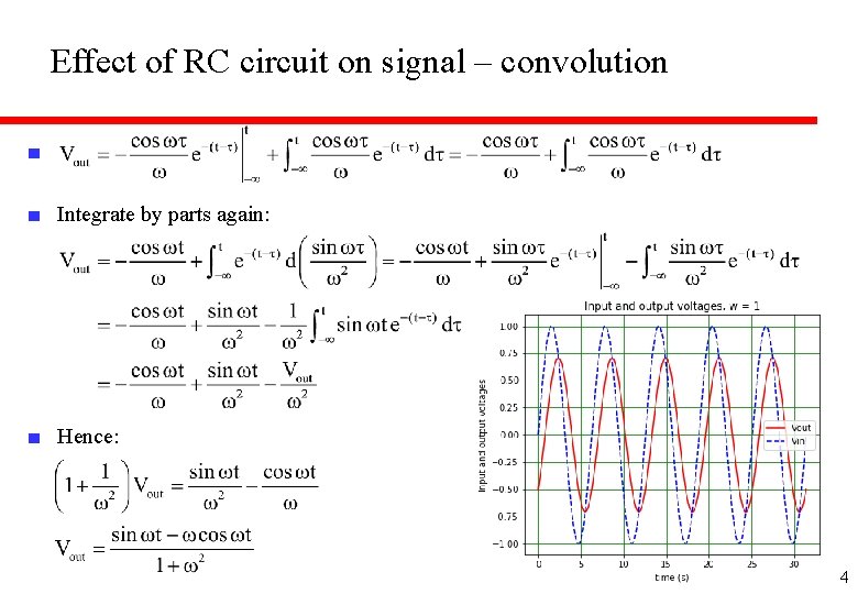 Effect of RC circuit on signal – convolution ■ ■ Integrate by parts again: