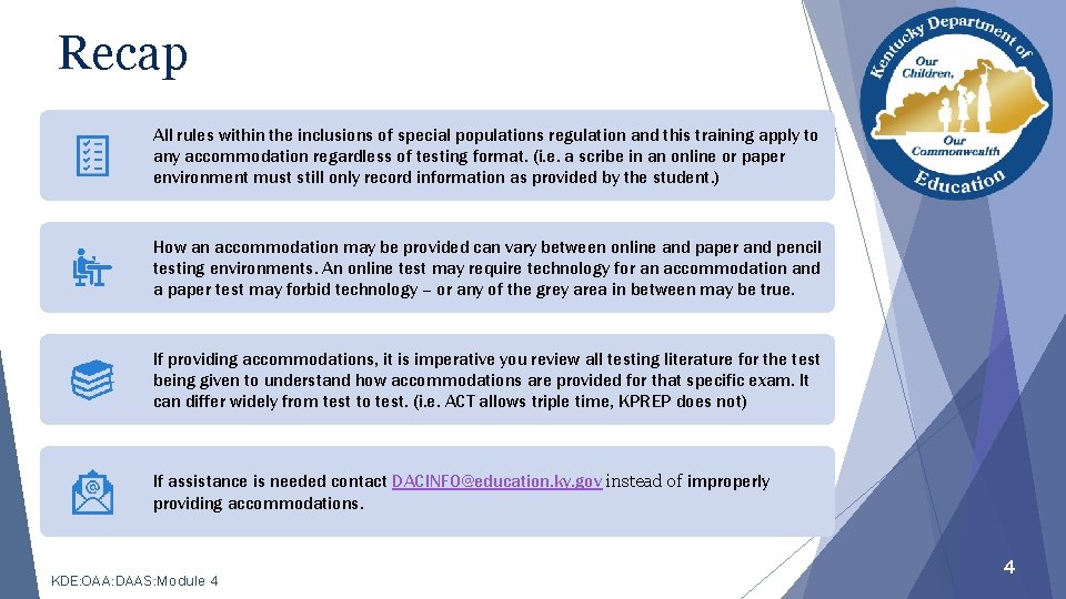 Recap All rules within the inclusions of special populations regulation and this training apply