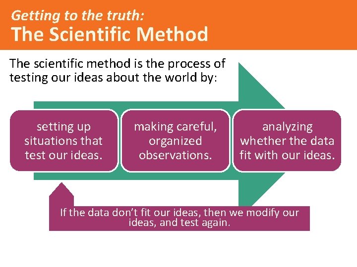 Getting to the truth: The Scientific Method The scientific method is the process of