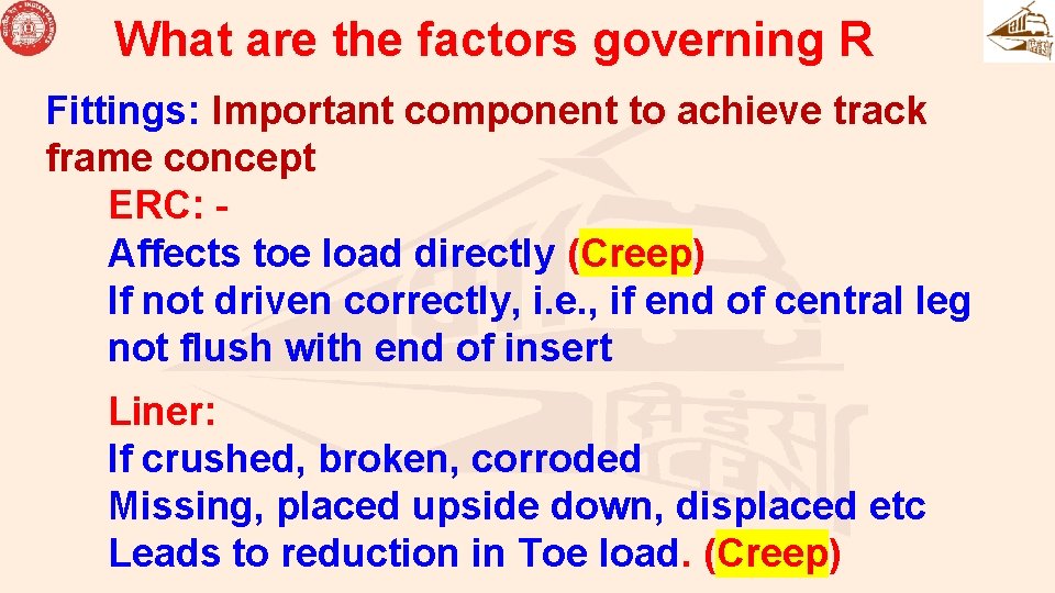 What are the factors governing R Fittings: Important component to achieve track frame concept